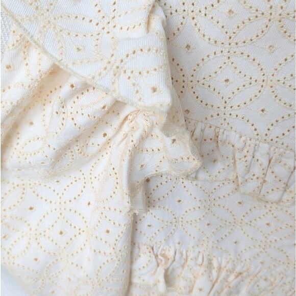 En Saison Cream Denim Embroidered Ruffle Short Dress, size S - Picture 5 of 8